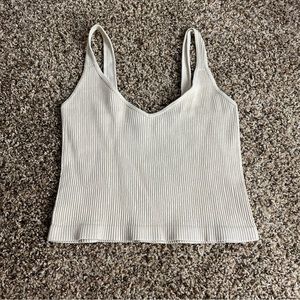 Cream Tan ribbed crop top